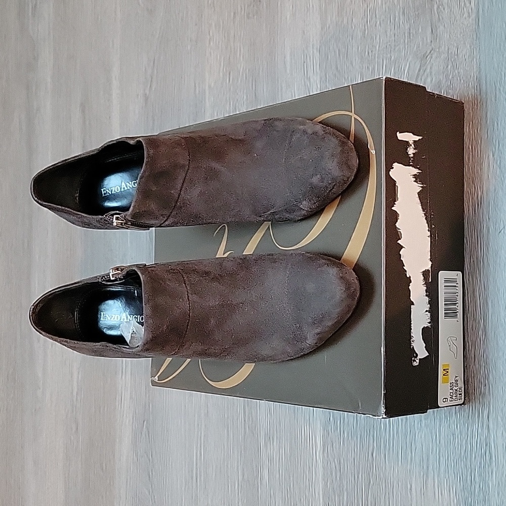 Enzo Angiolini Dark Grey Suede Booties